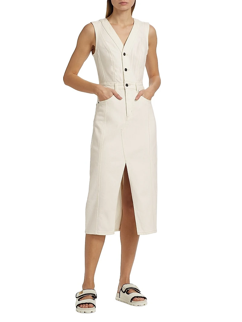 Westwood Stretch Denim Sleeveless Midi-Dress