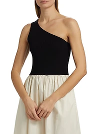 Anita Colorblocked One-Shoulder Midi-Dress