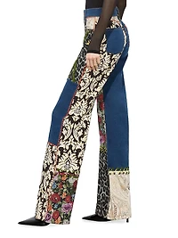 Weezy Mixed-Media Straight-Leg Jeans