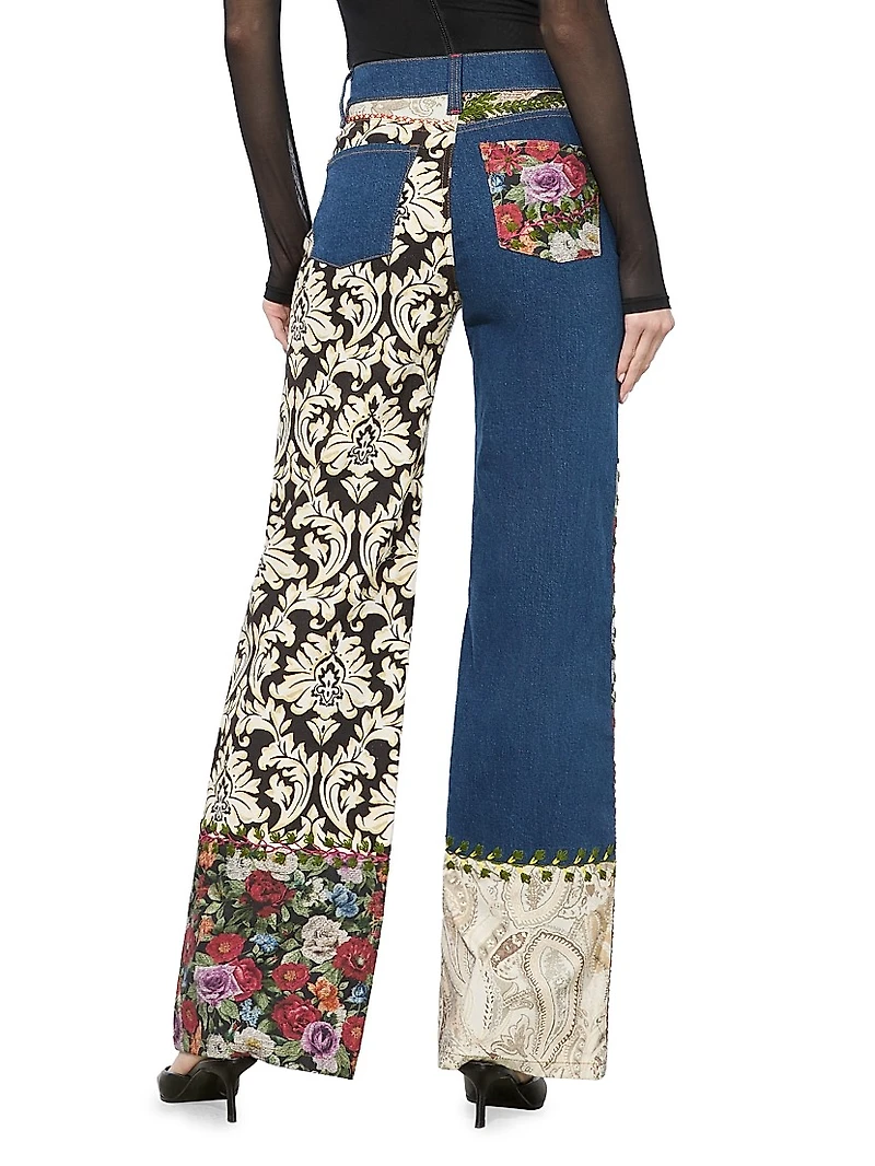 Weezy Mixed-Media Straight-Leg Jeans