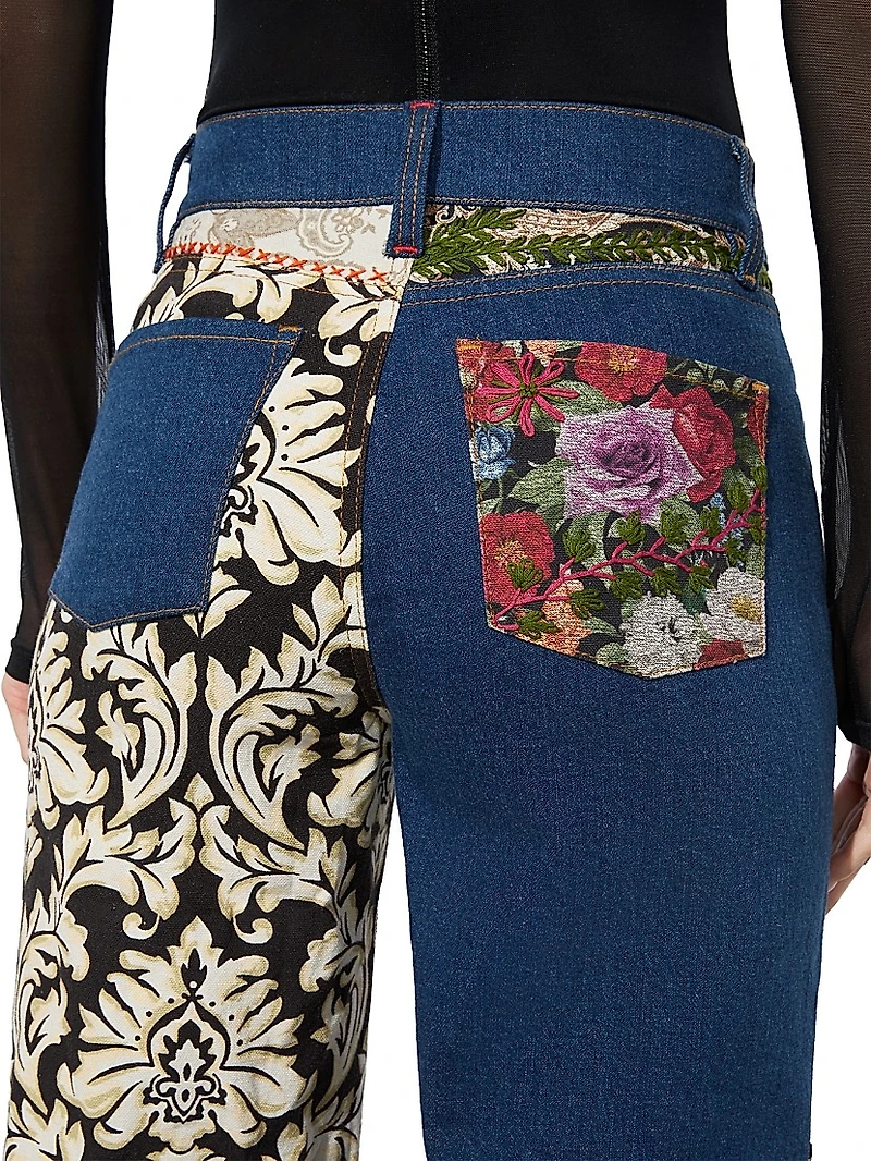 Weezy Mixed-Media Straight-Leg Jeans