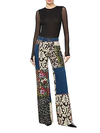 Weezy Mixed-Media Straight-Leg Jeans