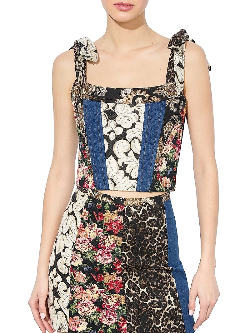 Clara Bow Strap Paneled Bustier Top