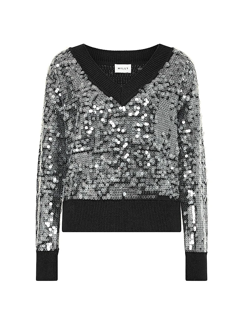 Ilaria Sequined V-Neck Sweater