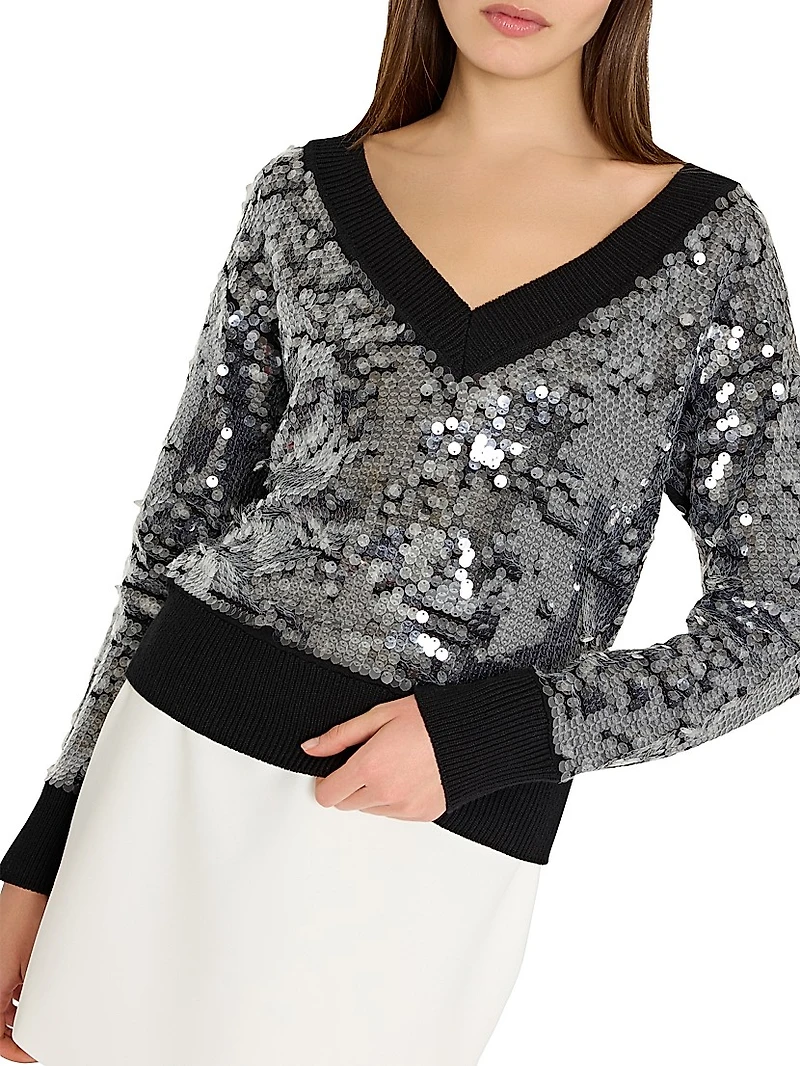Ilaria Sequined V-Neck Sweater