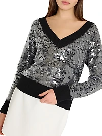 Ilaria Sequined V-Neck Sweater