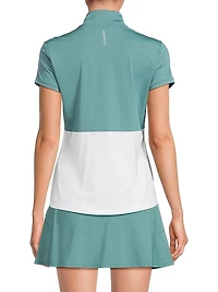 Chelsea Colorblocked Mock Turtleneck Zip-Front Top
