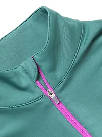 Chelsea Colorblocked Mock Turtleneck Zip-Front Top