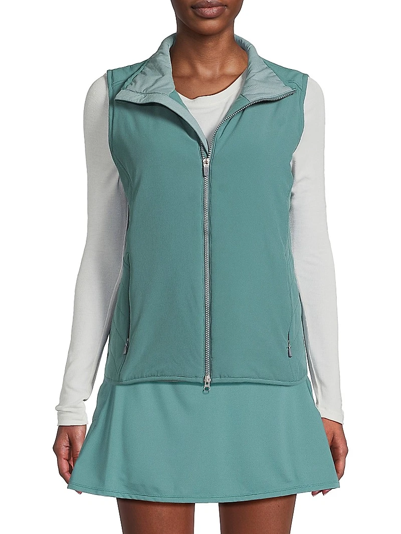 Saige Quilted-Side Zip-Up Vest