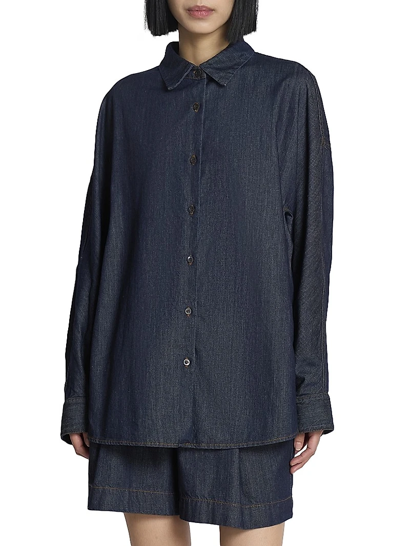 Casio Denim Oversized Button-Front Shirt
