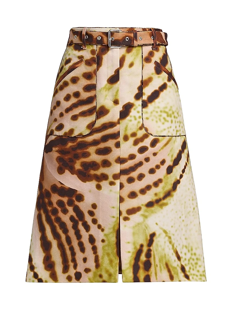 Sheraz Belted Printed Midi-Skirt
