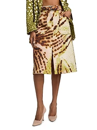 Sheraz Belted Printed Midi-Skirt