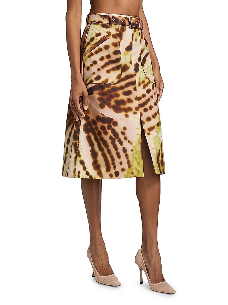 Sheraz Belted Printed Midi-Skirt