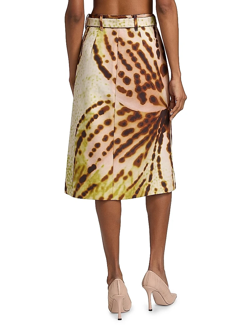 Sheraz Belted Printed Midi-Skirt