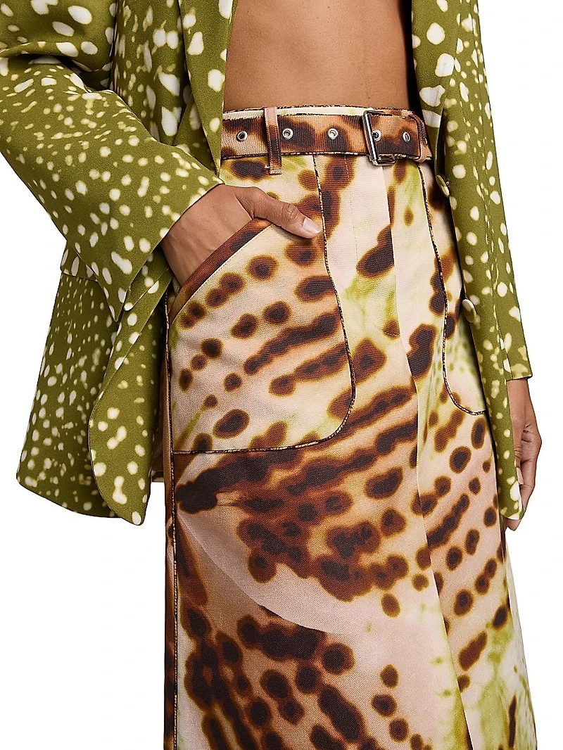 Sheraz Belted Printed Midi-Skirt