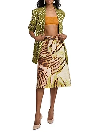 Sheraz Belted Printed Midi-Skirt