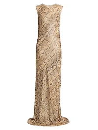 Depal Snakeskin Print Column Gown