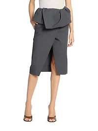 Santi Asymmetric Foldover Knee-Length Skirt