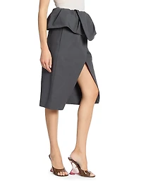 Santi Asymmetric Foldover Knee-Length Skirt