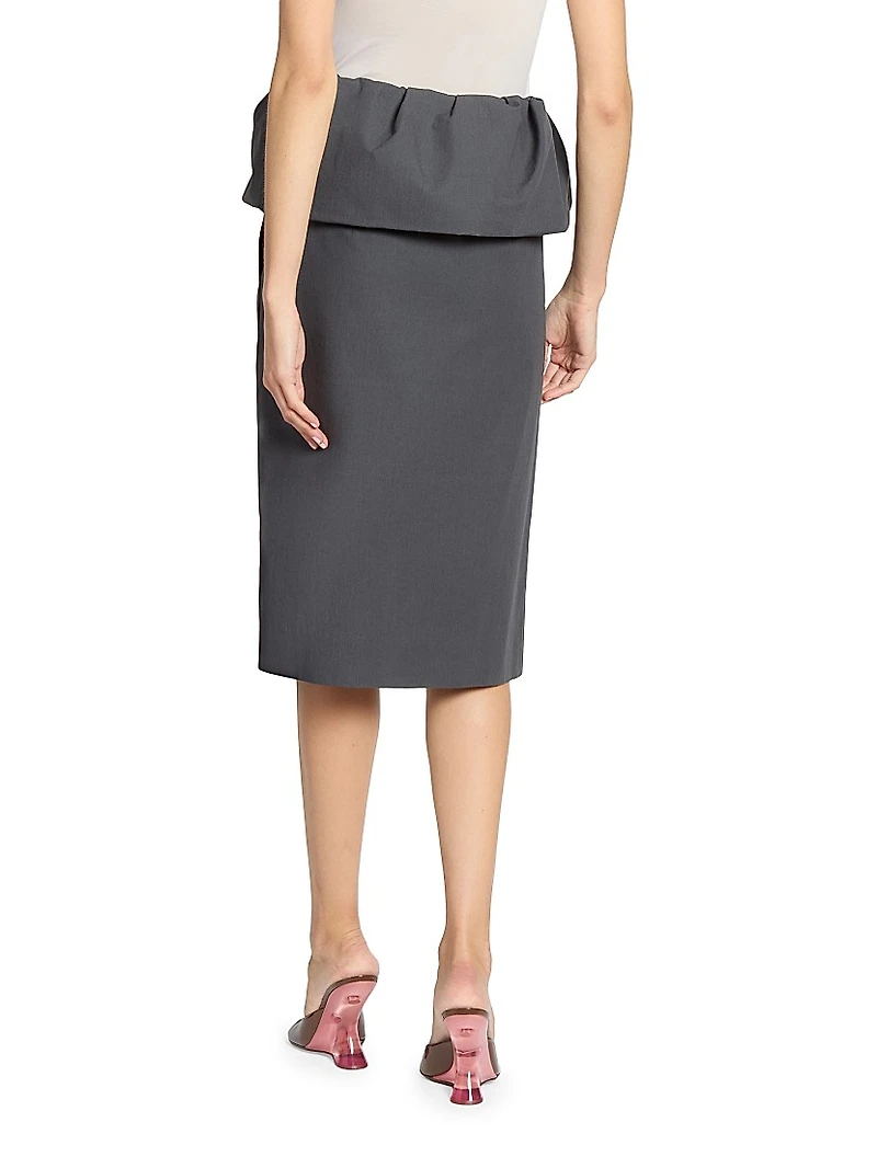 Santi Asymmetric Foldover Knee-Length Skirt