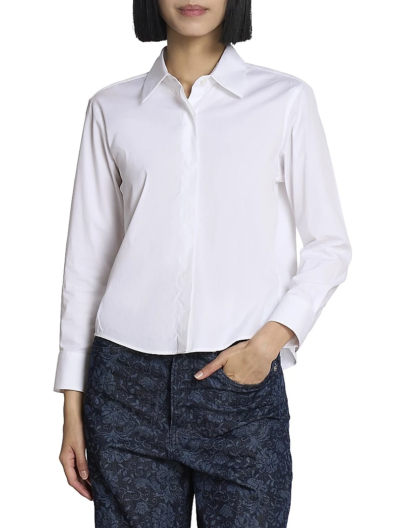Clavini Poplin Button-Front Shirt