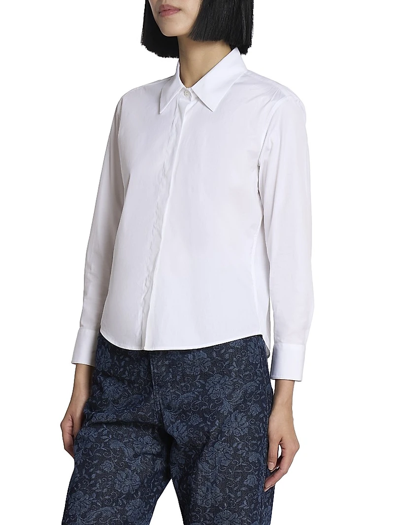 Clavini Poplin Button-Front Shirt