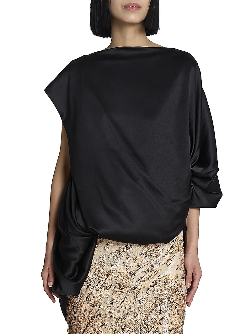 Calant Draped Stretch-Silk Top