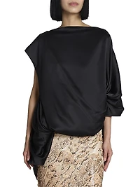 Calant Draped Stretch-Silk Top