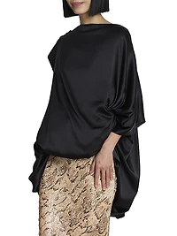 Calant Draped Stretch-Silk Top