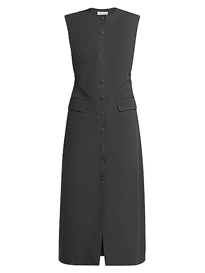 Dilby Tailored Button-Front Midi-Dress