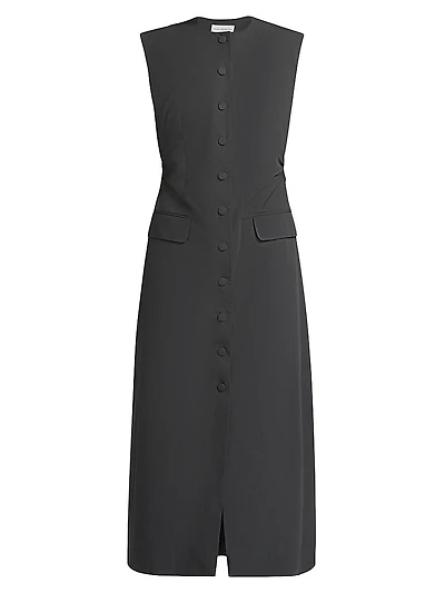 Dilby Tailored Button-Front Midi-Dress