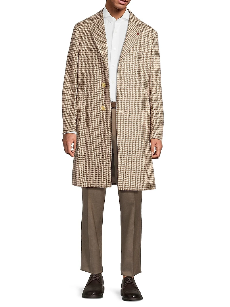 Houndstooth Italian Cashmere Coat