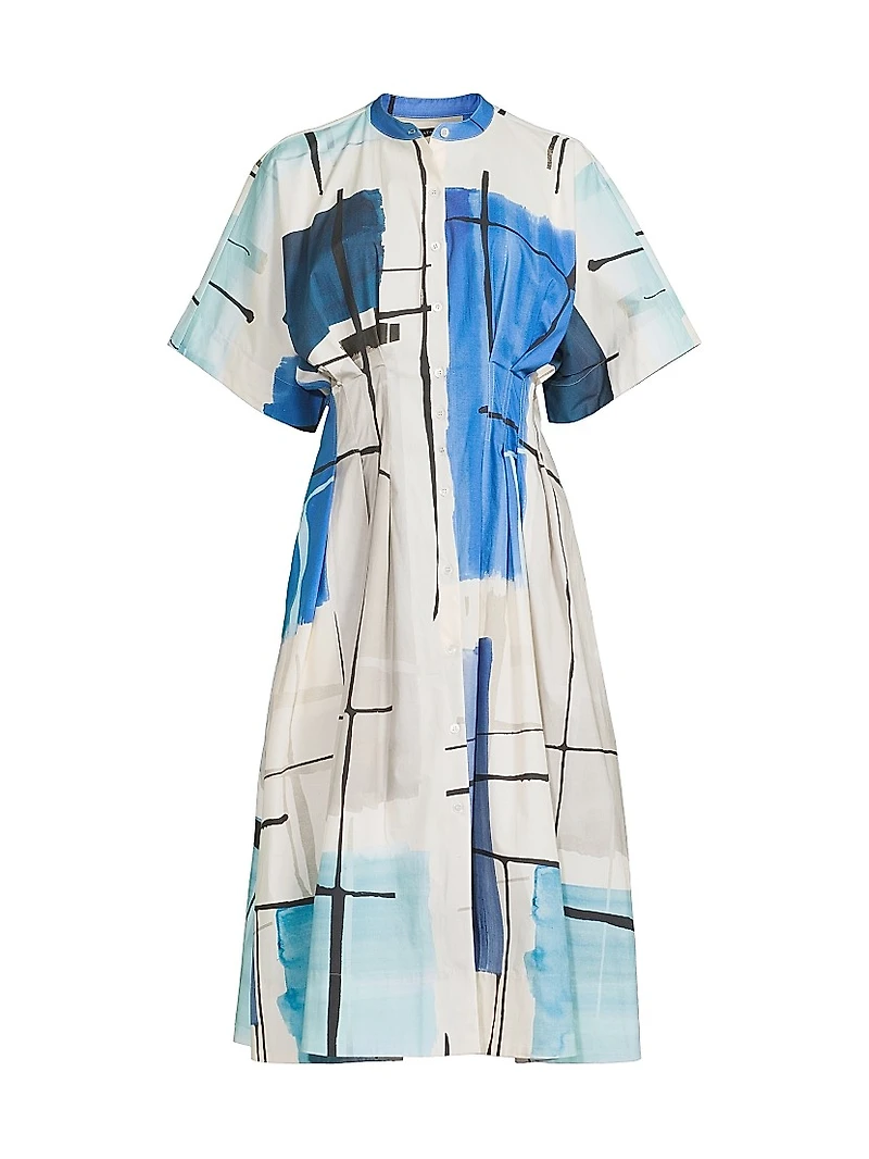 Abstract Painterly Cotton Shirtdress