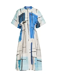 Abstract Painterly Cotton Shirtdress