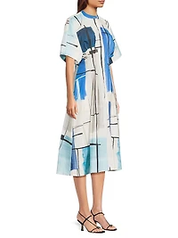 Abstract Painterly Cotton Shirtdress