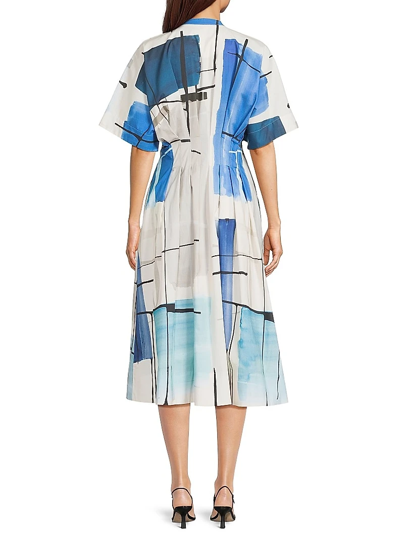 Abstract Painterly Cotton Shirtdress