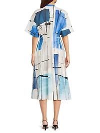 Abstract Painterly Cotton Shirtdress