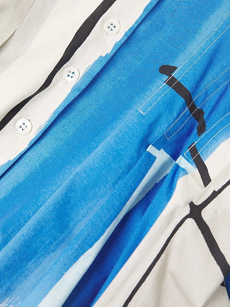 Abstract Painterly Cotton Shirtdress