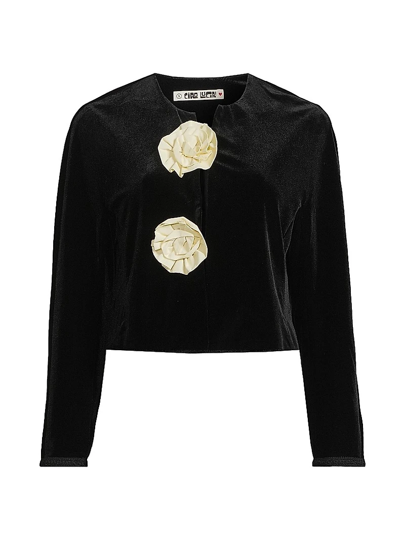 Javiera Rosette Velvet Jacket