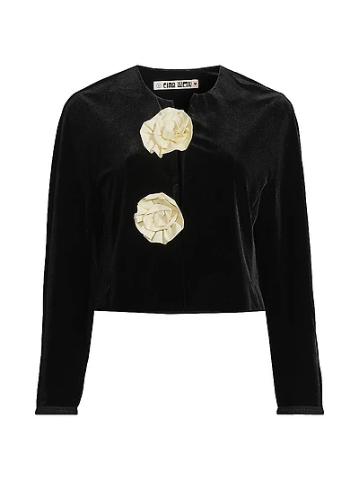 Javiera Rosette Velvet Jacket