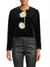 Javiera Rosette Velvet Jacket
