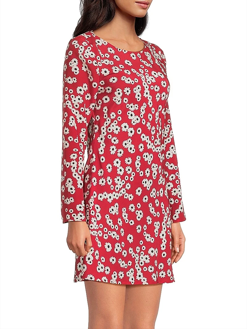 Patrice Floral A-Line Long-Sleeve Minidress