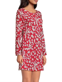 Patrice Floral A-Line Long-Sleeve Minidress