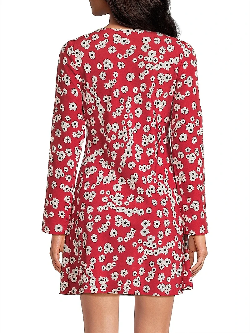 Patrice Floral A-Line Long-Sleeve Minidress