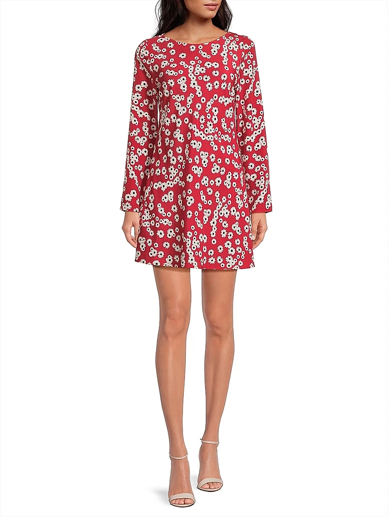 Patrice Floral A-Line Long-Sleeve Minidress