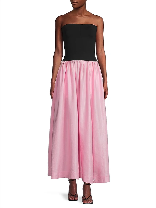ML Monique Lhuillier Mila Chiffon Print Strapless Maxi Dress | The Summit