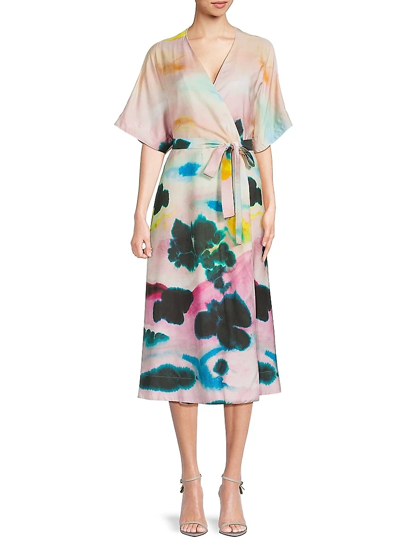 Akiko Printed Cotton Silk Twill Dress