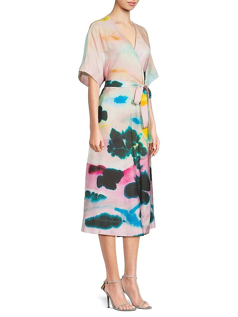 Akiko Printed Cotton Silk Twill Dress
