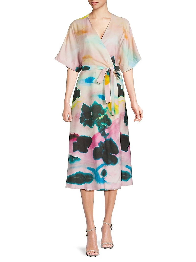 Akiko Printed Cotton Silk Twill Dress