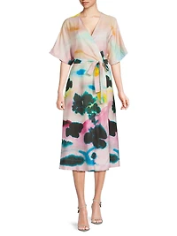 Akiko Printed Cotton Silk Twill Dress